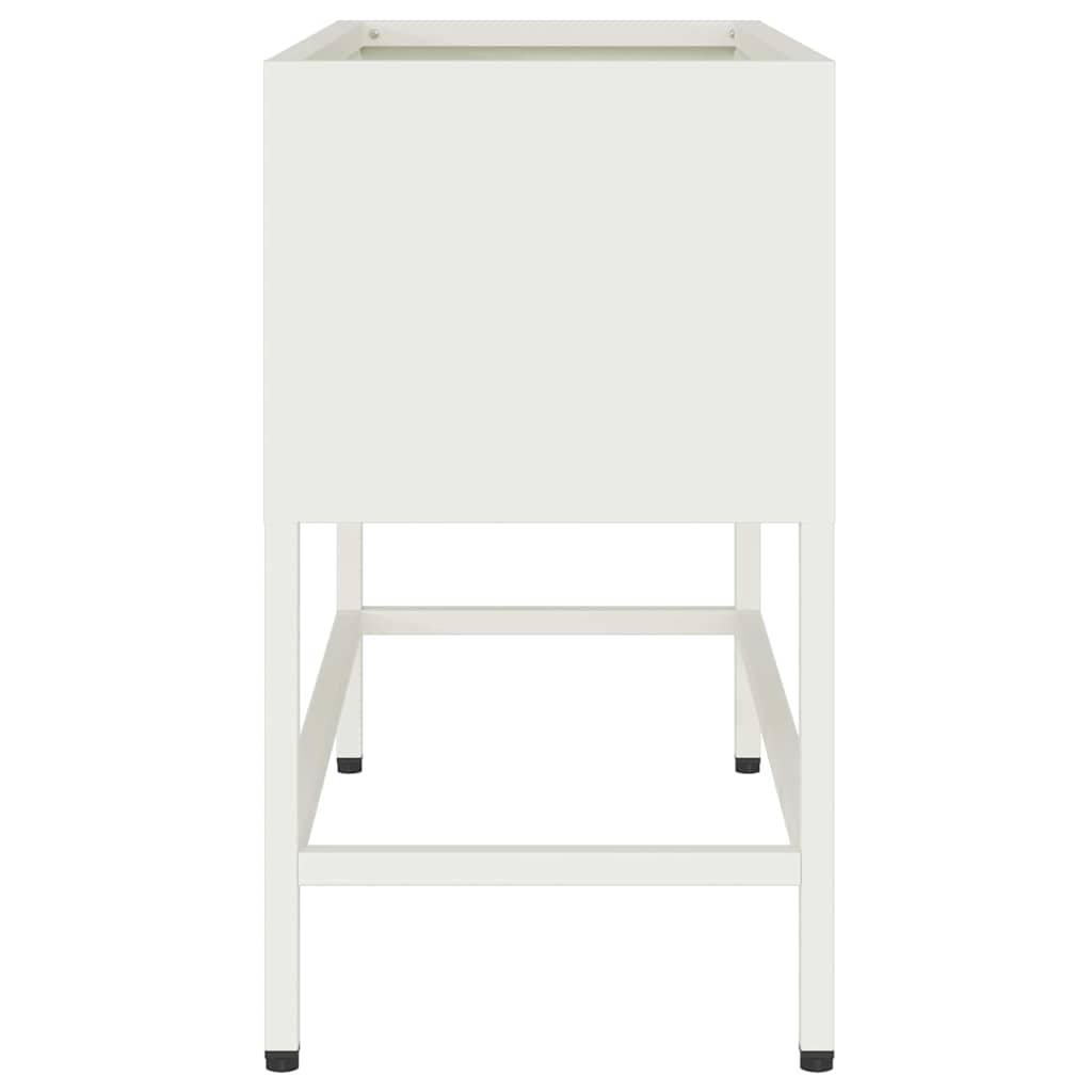 vidaXL Raised Garden Planter White 60 x 26 x 48 cm Steel