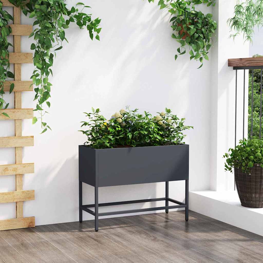 vidaXL Raised Garden Planter Anthracite 60 x 26 x 45 cm Steel