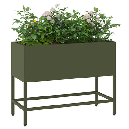 vidaXL Raised Garden Planter Olive green 60 x 26 x 45 cm Steel