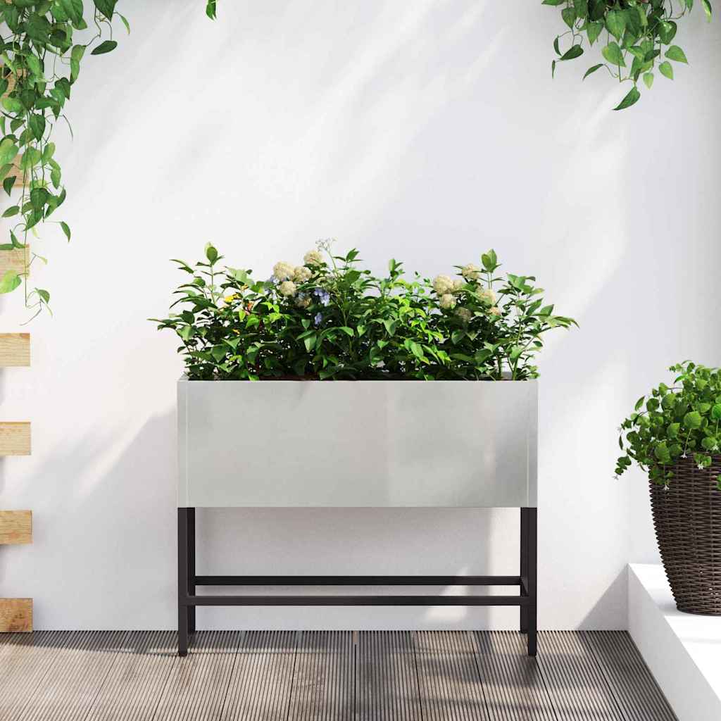 vidaXL Raised Garden Planter Silver 60 x 26 x 45 cm Stainless steel