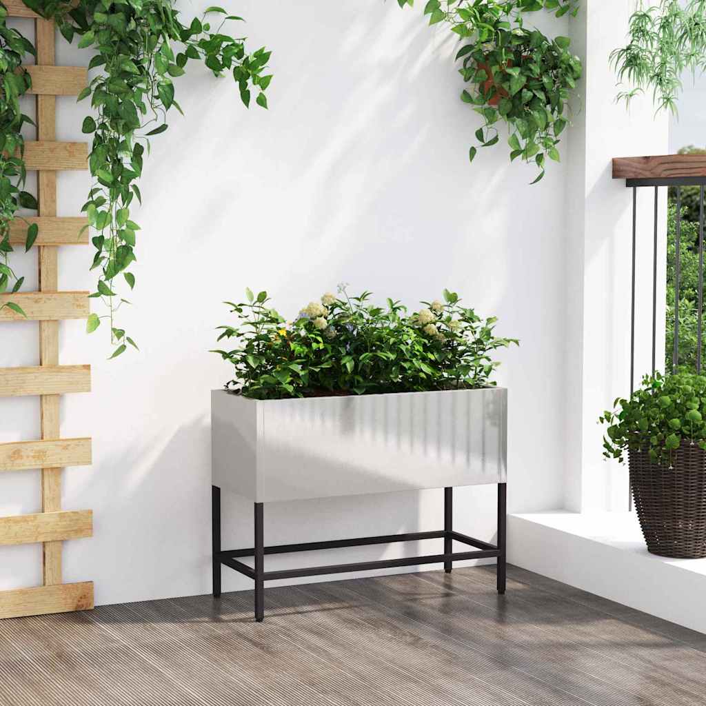vidaXL Raised Garden Planter Silver 60 x 26 x 45 cm Stainless steel