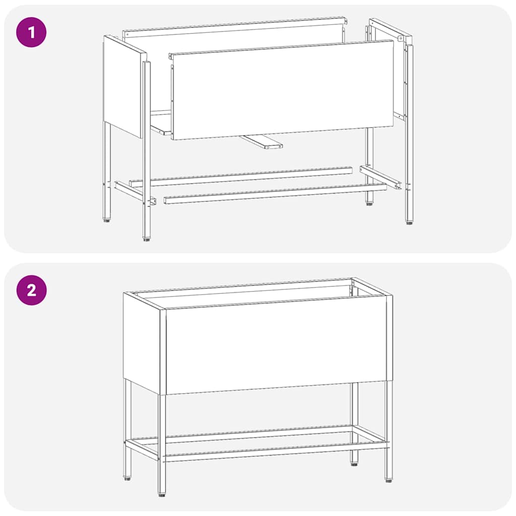vidaXL Raised Garden Planter Silver 60 x 26 x 45 cm Galvanised Steel