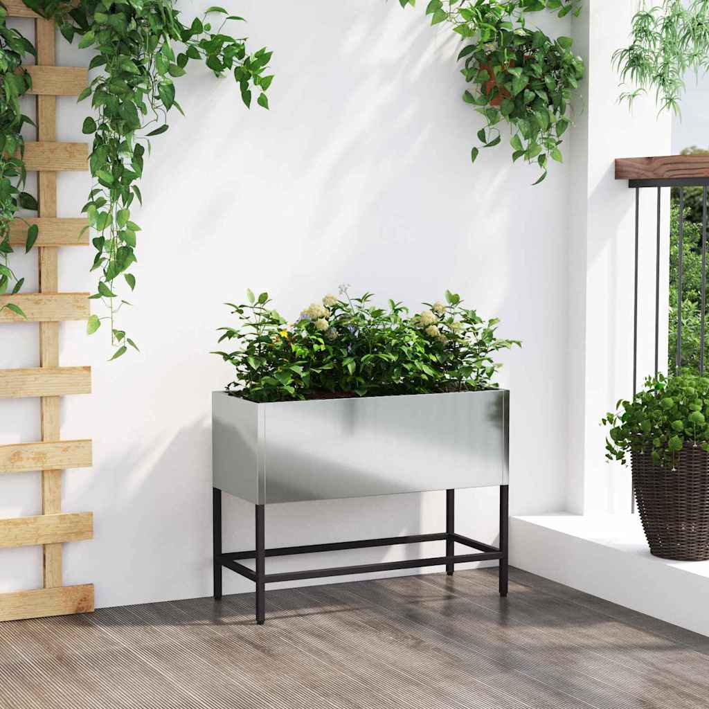 vidaXL Raised Garden Planter Silver 60 x 26 x 45 cm Galvanised Steel