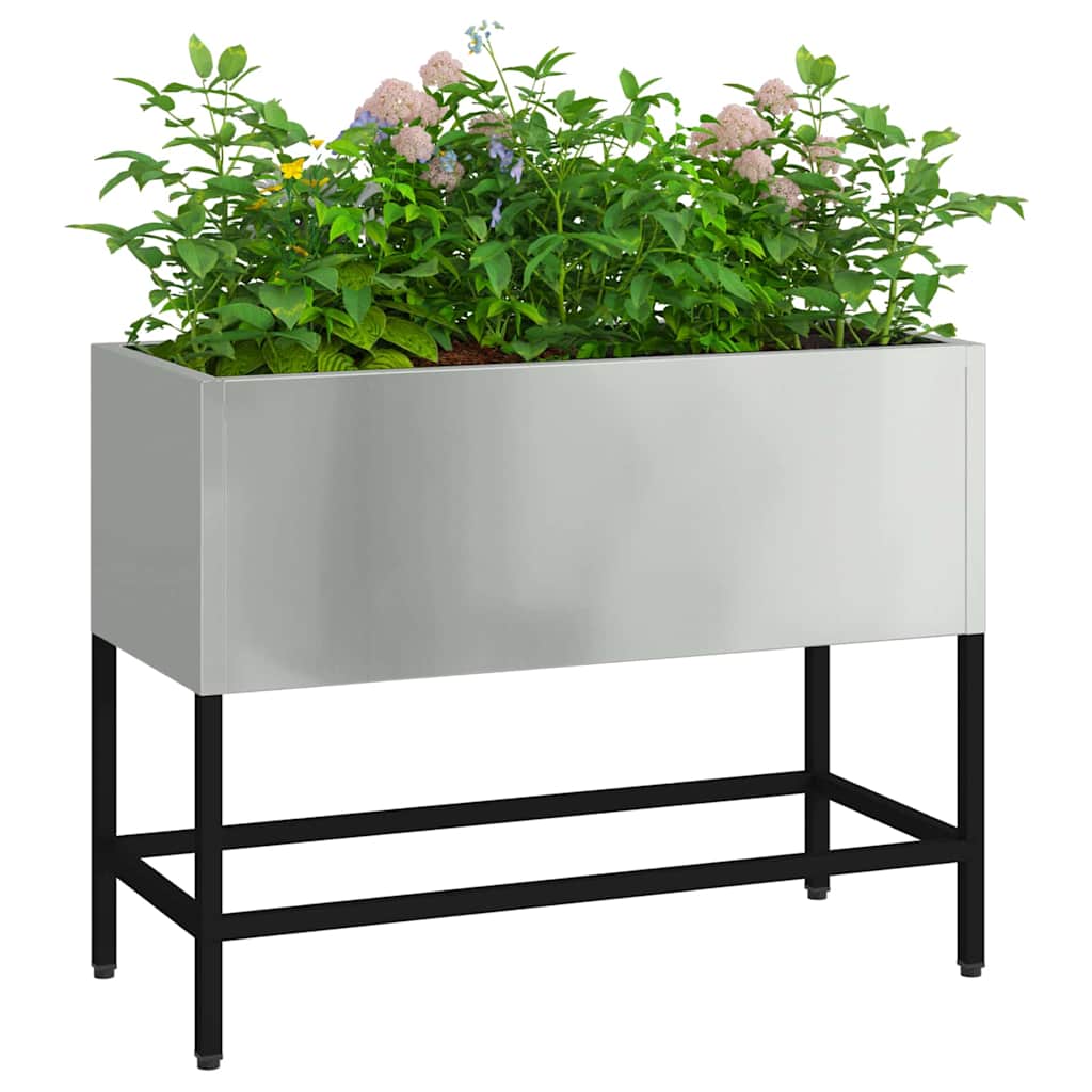 vidaXL Raised Garden Planter Silver 60 x 26 x 45 cm Galvanised Steel