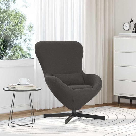 vidaXL Egg Chair Dark grey 63 x 73 x 90 cm Curly Wool-like Fabric