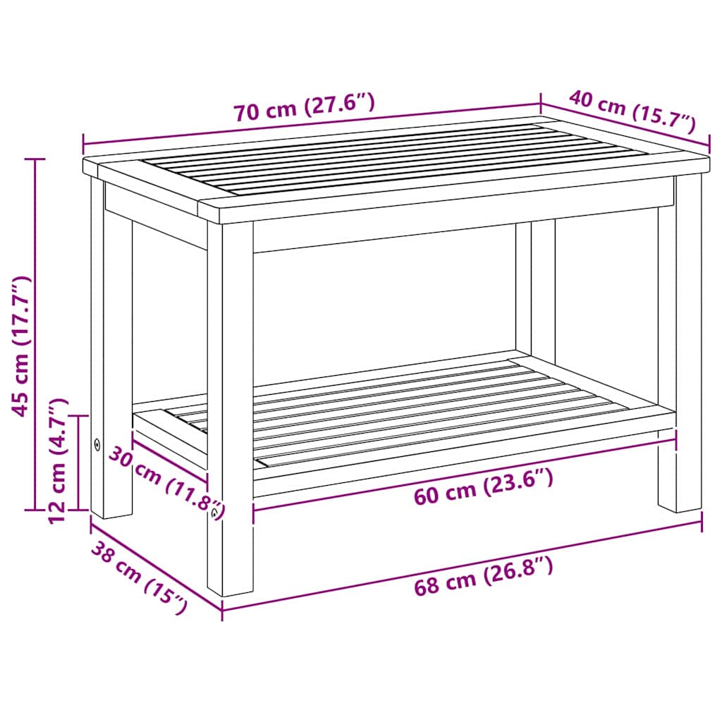 vidaXL Side Table Oil Natural 70 x 40 x 45 cm Solid Acacia Wood