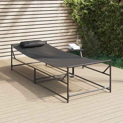 vidaXL Garden Sunbed with Pillow 2 pcs Black Powder-Coated Steel