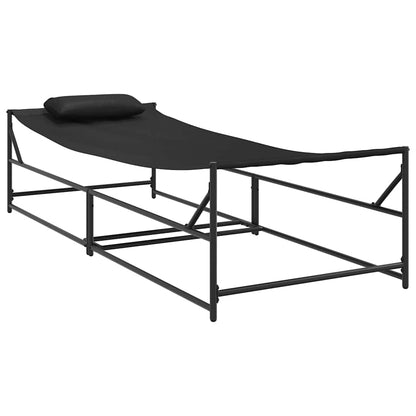 vidaXL Garden Sunbed with Pillow 2 pcs Black Powder-Coated Steel