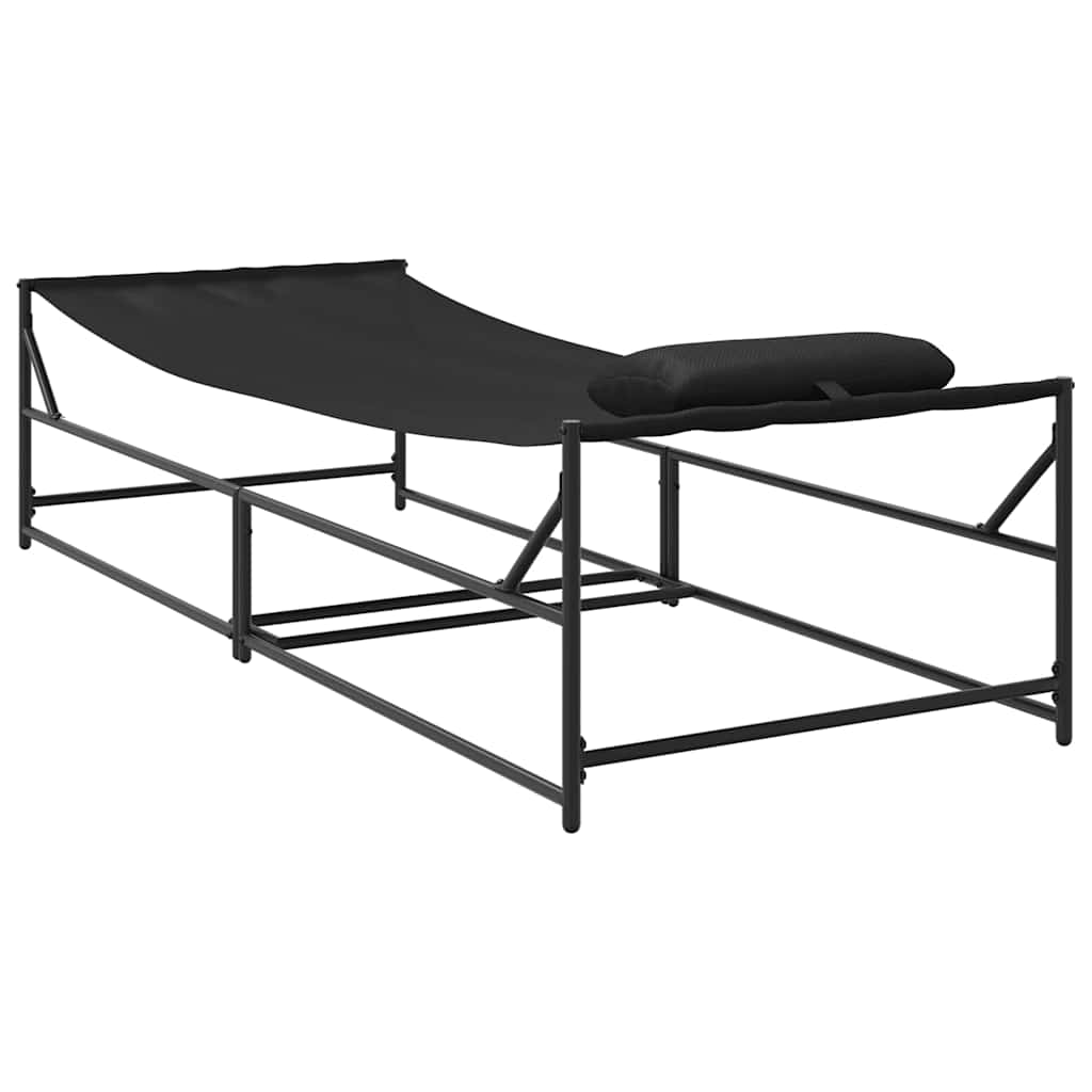 vidaXL Garden Sunbed with Pillow 2 pcs Black Powder-Coated Steel