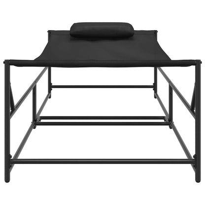 vidaXL Garden Sunbed with Pillow 2 pcs Black Powder-Coated Steel