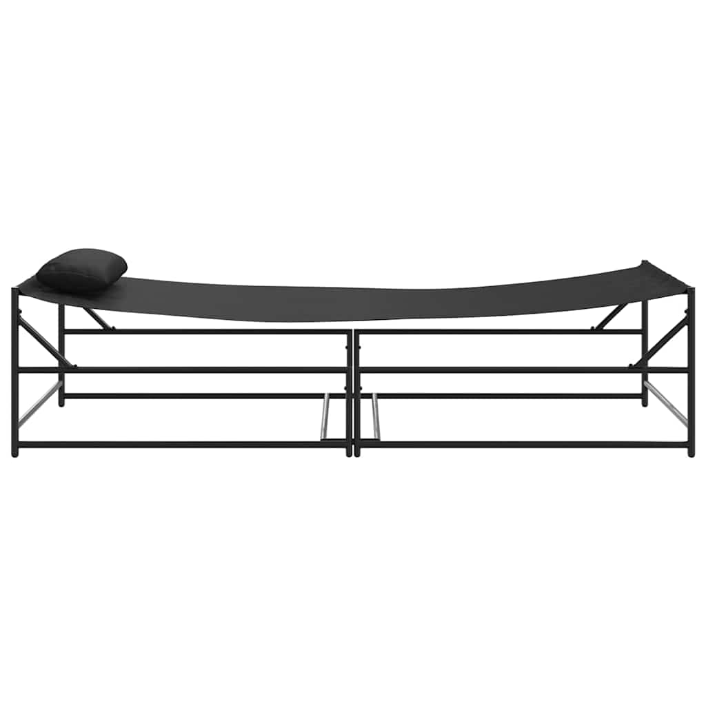 vidaXL Garden Sunbed with Pillow 2 pcs Black Powder-Coated Steel