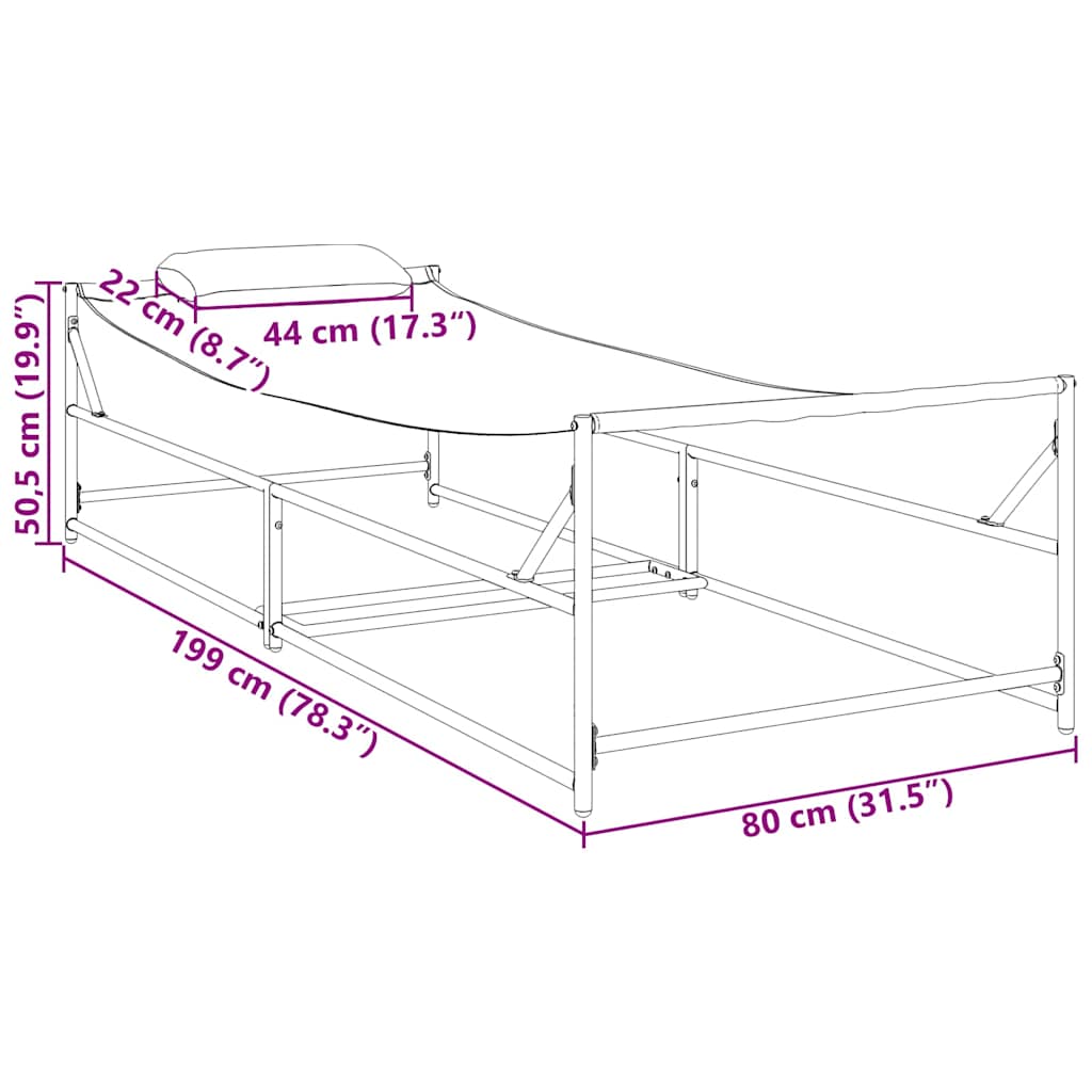 vidaXL Garden Sunbed with Pillow 2 pcs Black Powder-Coated Steel