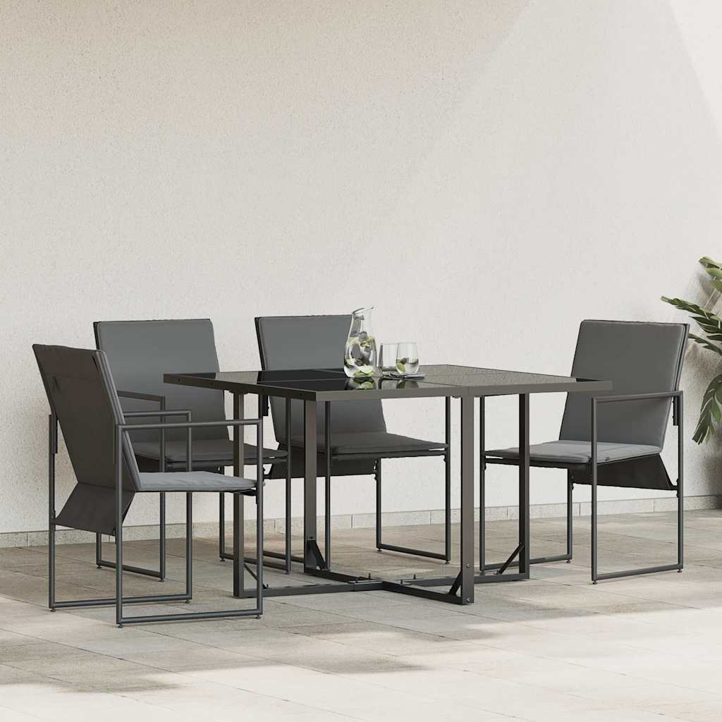 vidaXL Chair with Cushion 4 pcs Black and Anthracite Textilene
