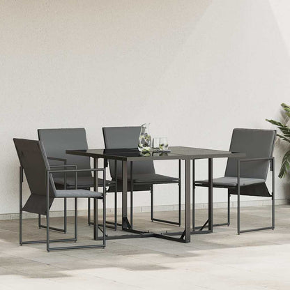 vidaXL Chair with Cushion 4 pcs Black and Anthracite Textilene