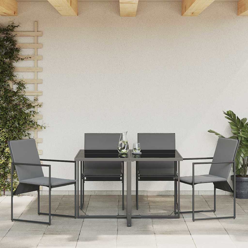 vidaXL Chair with Cushion 4 pcs Black and Anthracite Textilene