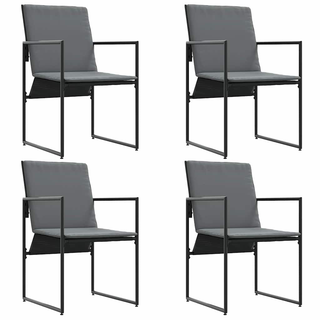vidaXL Chair with Cushion 4 pcs Black and Anthracite Textilene