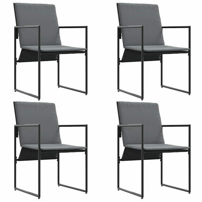 vidaXL Chair with Cushion 4 pcs Black and Anthracite Textilene