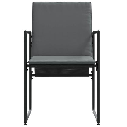 vidaXL Chair with Cushion 4 pcs Black and Anthracite Textilene