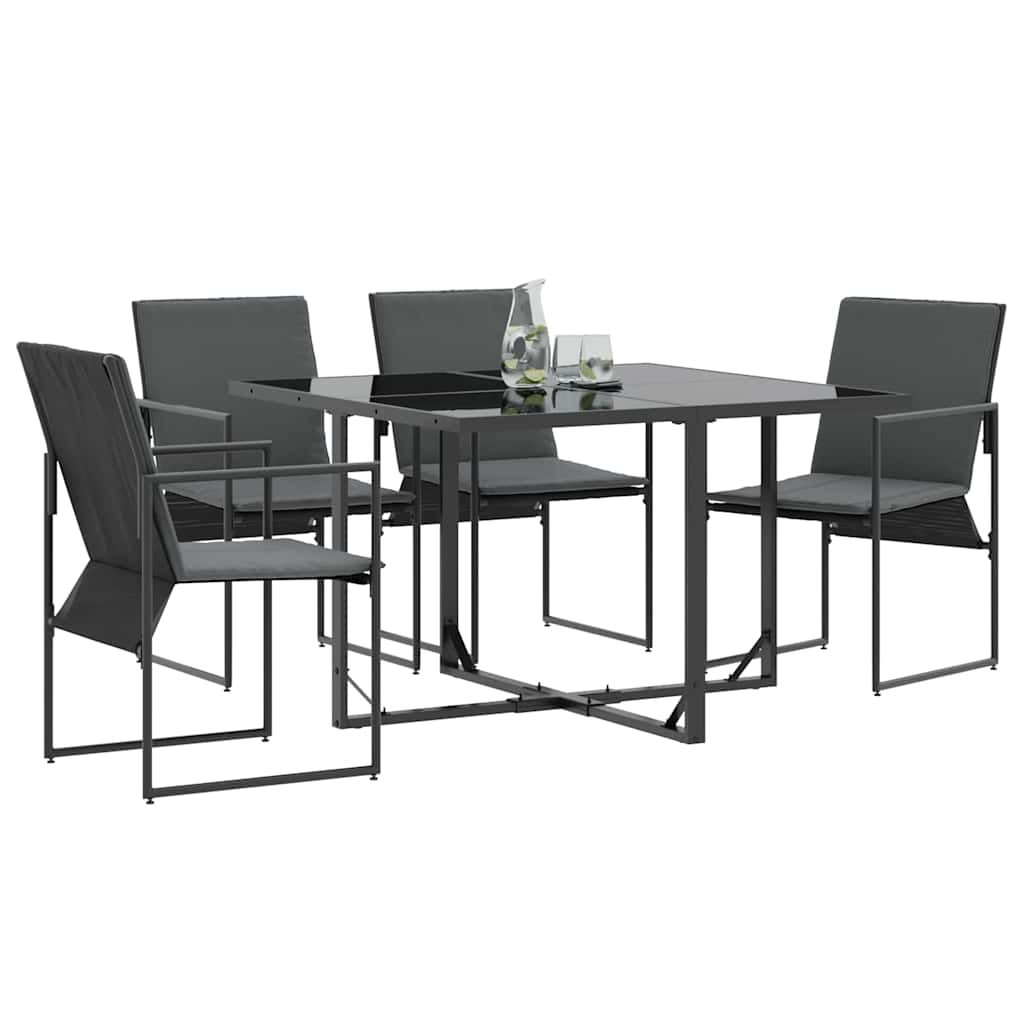 vidaXL Chair with Cushion 4 pcs Black and Anthracite Textilene