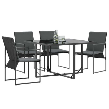 vidaXL Chair with Cushion 4 pcs Black and Anthracite Textilene