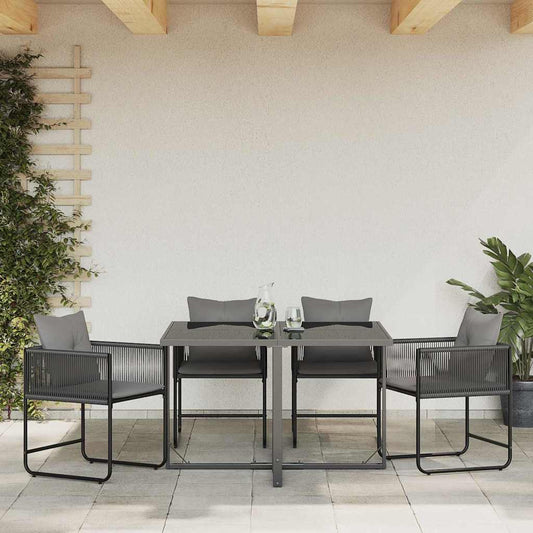 vidaXL Chair 4 pcs Black and Anthracite PE Rattan