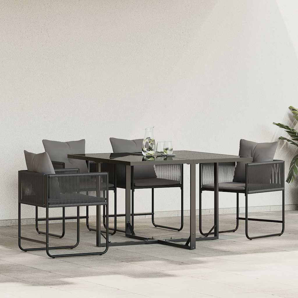 vidaXL Chair with Cushion 4 pcs Black and Anthracite PE Rattan