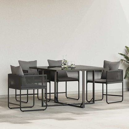 vidaXL Chair with Cushion 4 pcs Black and Anthracite PE Rattan