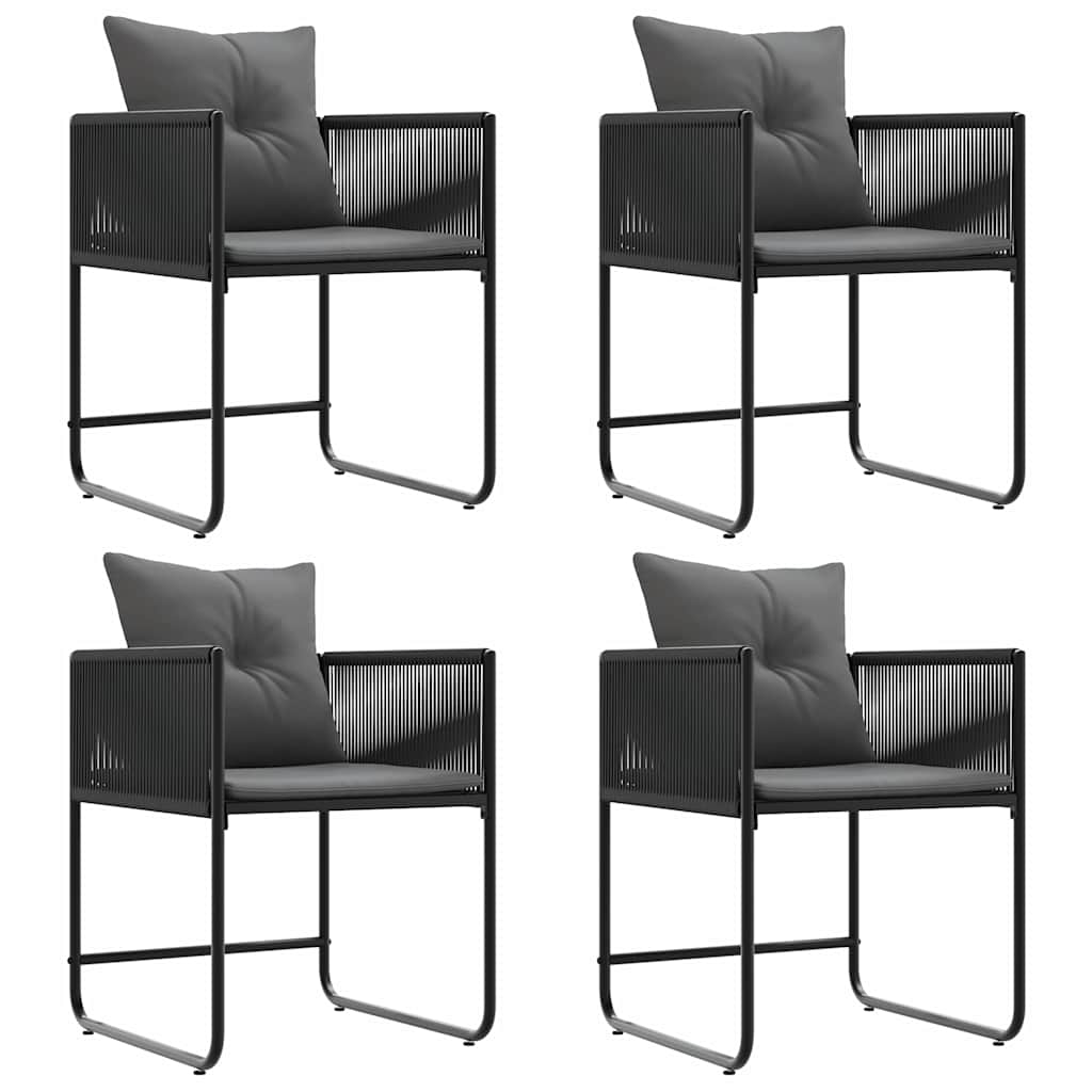 vidaXL Chair with Cushion 4 pcs Black and Anthracite PE Rattan