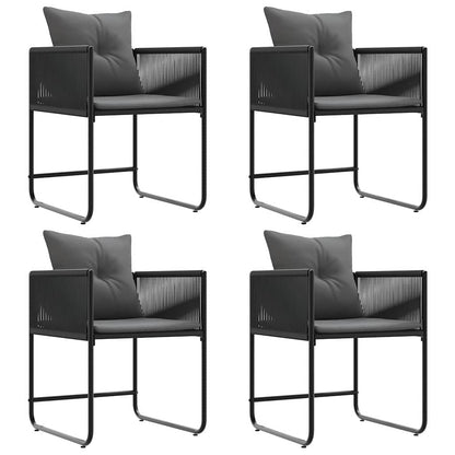 vidaXL Chair with Cushion 4 pcs Black and Anthracite PE Rattan