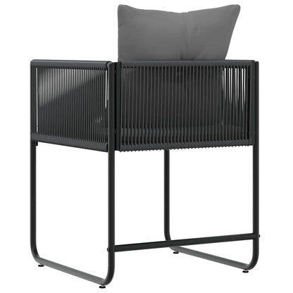 vidaXL Chair with Cushion 4 pcs Black and Anthracite PE Rattan