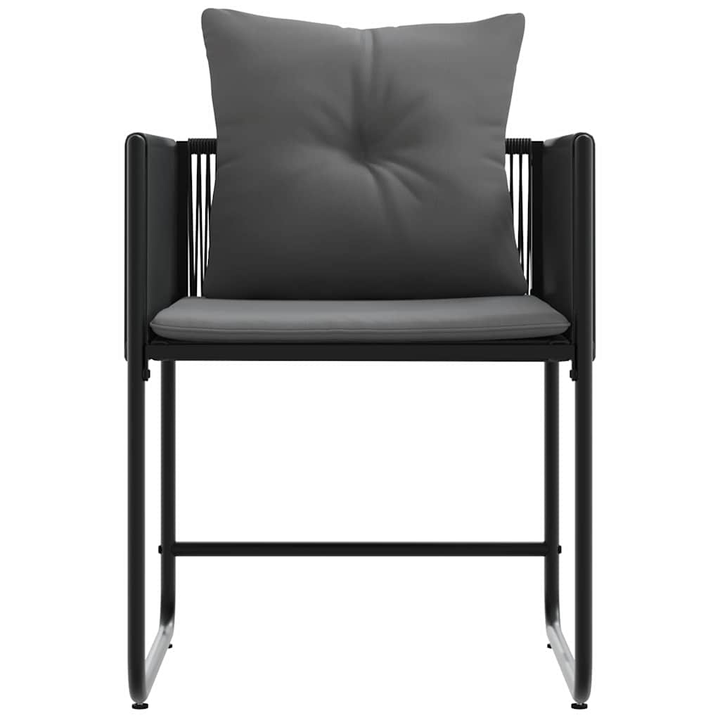 vidaXL Chair with Cushion 4 pcs Black and Anthracite PE Rattan