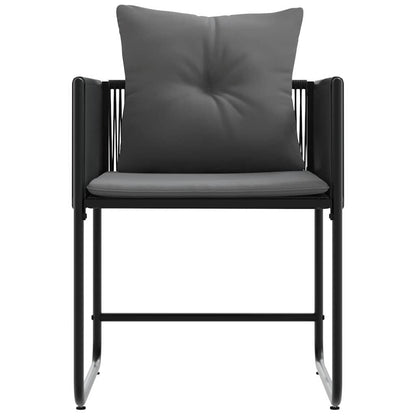 vidaXL Chair with Cushion 4 pcs Black and Anthracite PE Rattan
