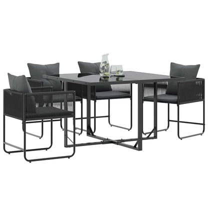 vidaXL Chair with Cushion 4 pcs Black and Anthracite PE Rattan