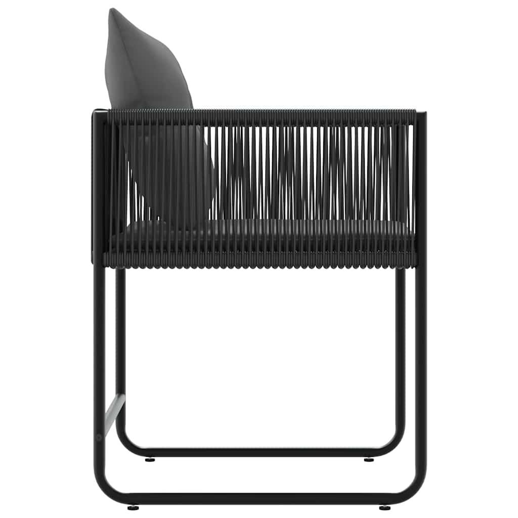 vidaXL Chair with Cushion 4 pcs Black and Anthracite PE Rattan