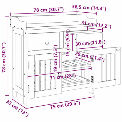 vidaXL Garden Cabinet Natural 78 x 36.5 x 78cm Solid Acacia Wood