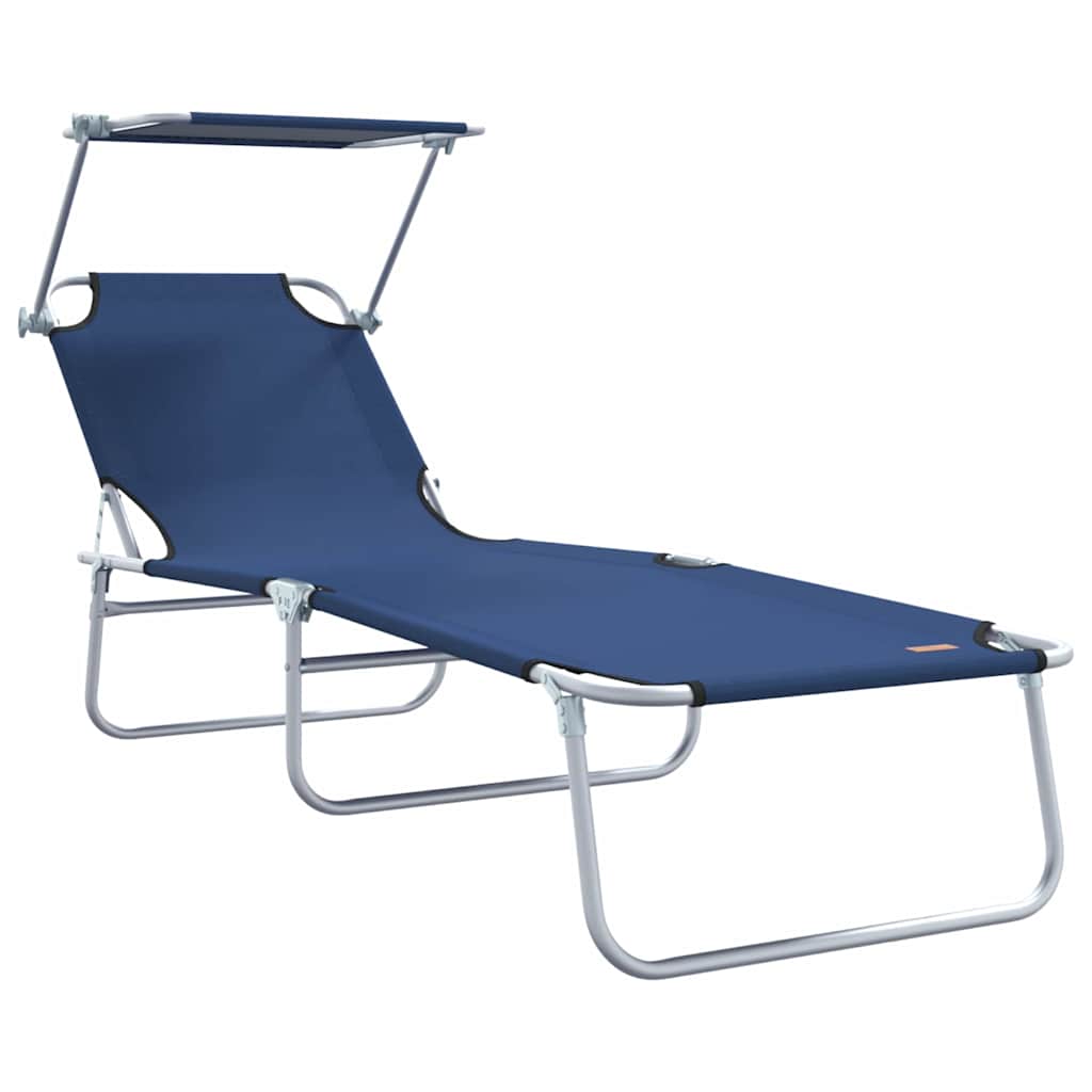 vidaXL Sun Lounger Folding 2 pcs Blue 58 x 188 x 77cm Polyester