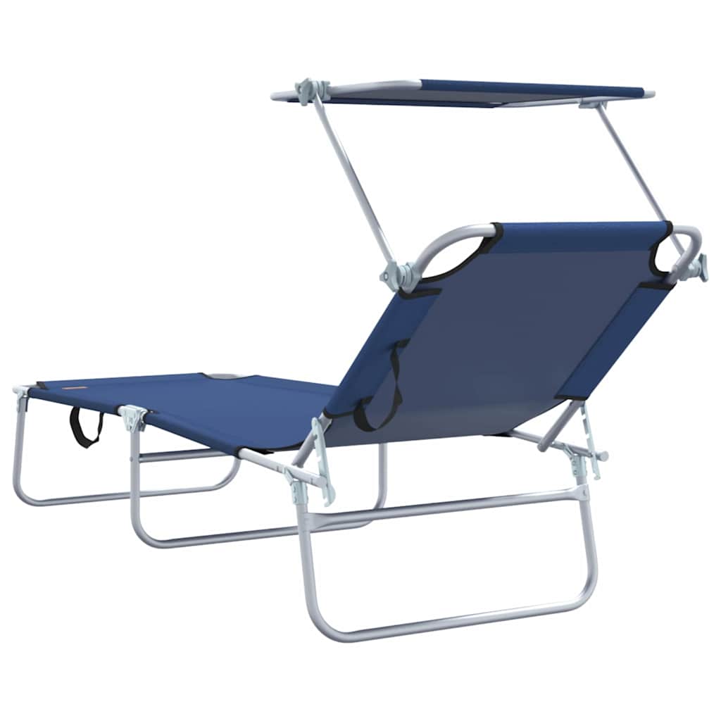 vidaXL Sun Lounger Folding 2 pcs Blue 58 x 188 x 77cm Polyester