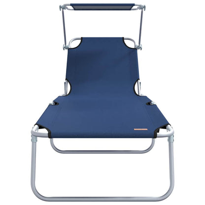 vidaXL Sun Lounger Folding 2 pcs Blue 58 x 188 x 77cm Polyester