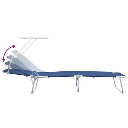 vidaXL Sun Lounger Folding 2 pcs Blue 58 x 188 x 77cm Polyester