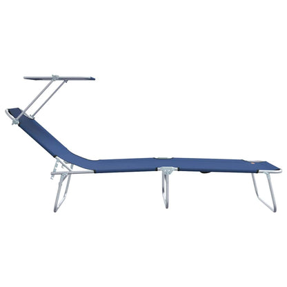 vidaXL Sun Lounger Folding 2 pcs Blue 58 x 188 x 77cm Polyester