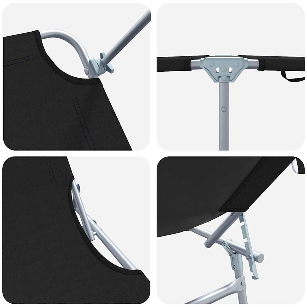 vidaXL Sun Lounger Folding 2 pcs Black 58 x 188 x 77cm Polyester