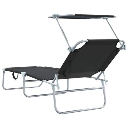 vidaXL Sun Lounger Folding 2 pcs Black 58 x 188 x 77cm Polyester