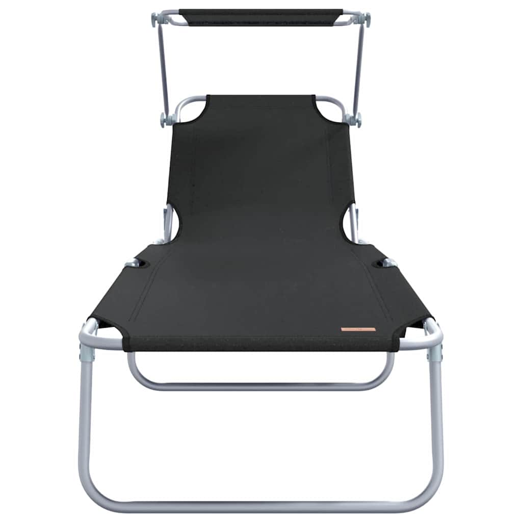 vidaXL Sun Lounger Folding 2 pcs Black 58 x 188 x 77cm Polyester