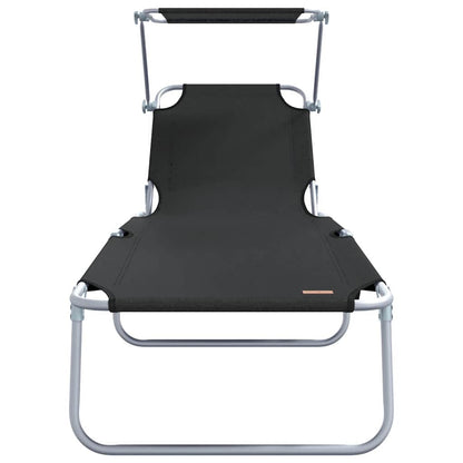 vidaXL Sun Lounger Folding 2 pcs Black 58 x 188 x 77cm Polyester