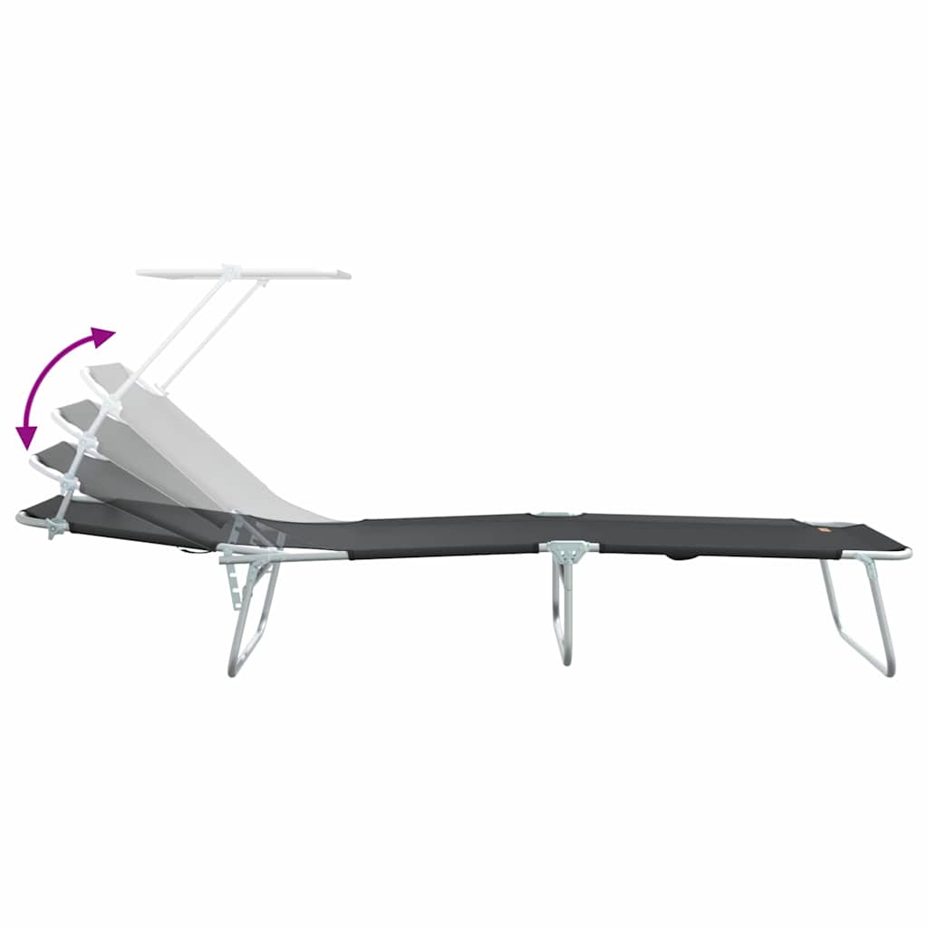vidaXL Sun Lounger Folding 2 pcs Black 58 x 188 x 77cm Polyester