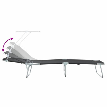vidaXL Sun Lounger Folding 2 pcs Black 58 x 188 x 77cm Polyester