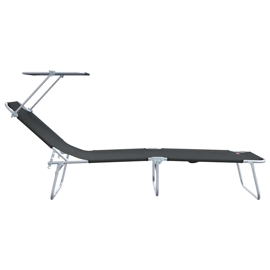vidaXL Sun Lounger Folding 2 pcs Black 58 x 188 x 77cm Polyester