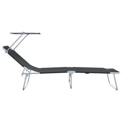 vidaXL Sun Lounger Folding 2 pcs Black 58 x 188 x 77cm Polyester