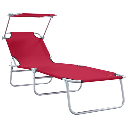 vidaXL Sun Lounger Folding 2 pcs Red 58 x 188 x 77cm Polyester
