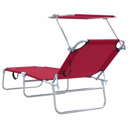 vidaXL Sun Lounger Folding 2 pcs Red 58 x 188 x 77cm Polyester